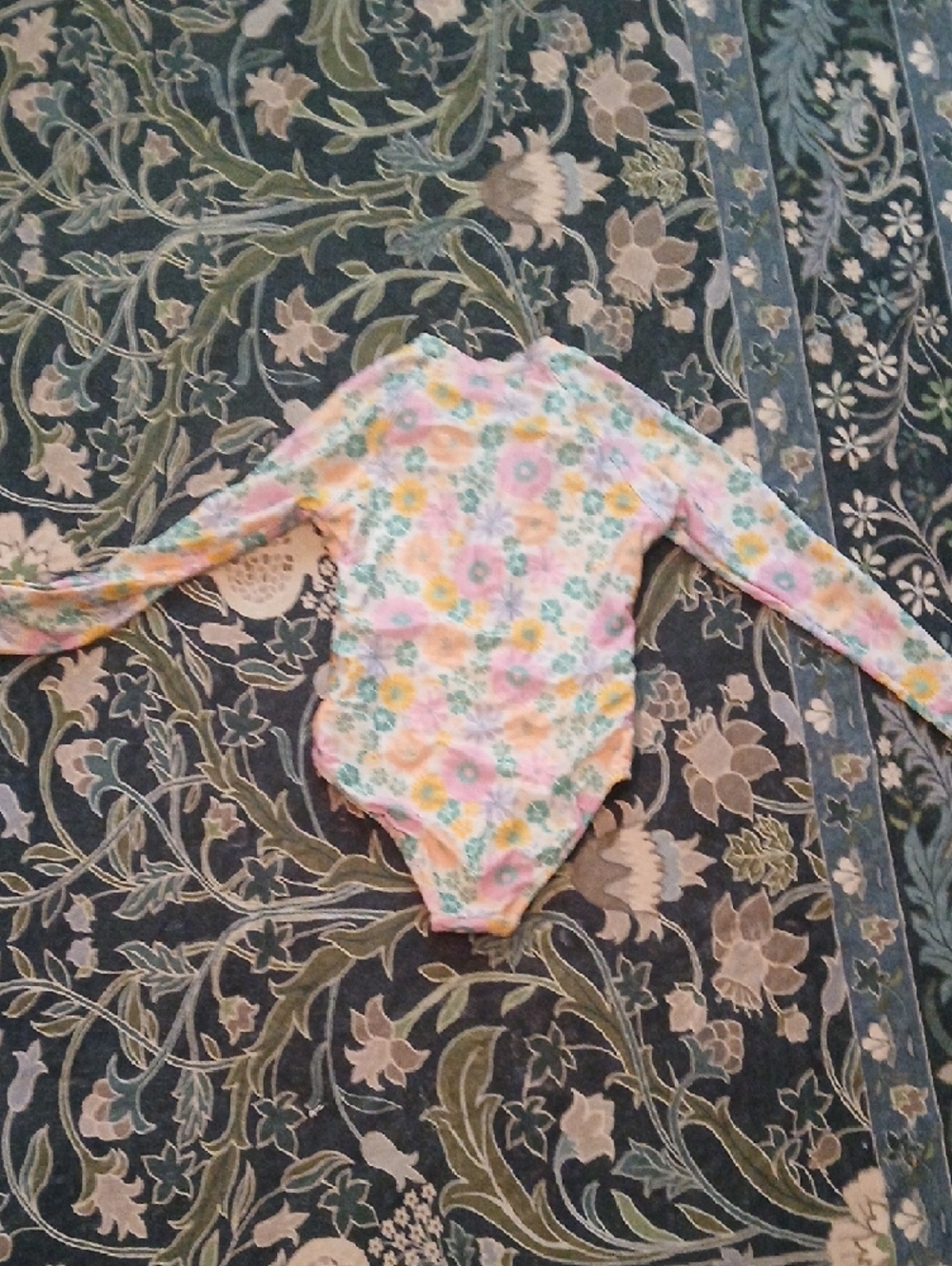 wonder nation Floral Long-Sleeve One-Piece Swimsuit in Pink Yellow - Picture 3 of 4